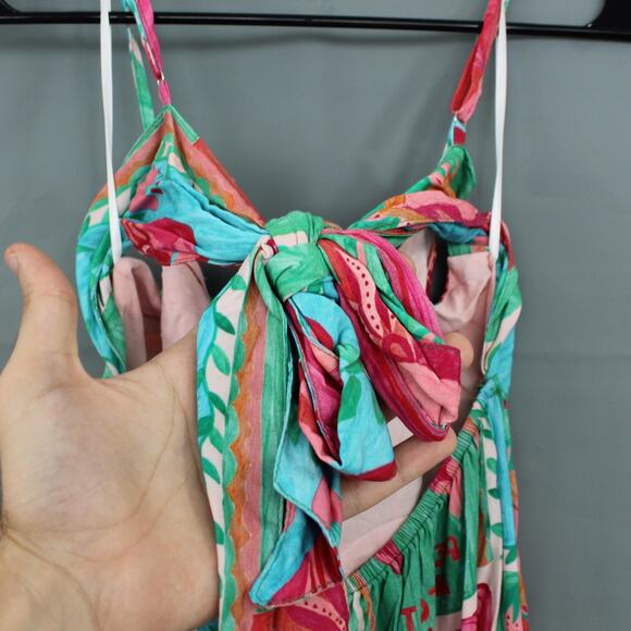 Paper Heart Dress Womens Small Tarot Hearts Maxi Strappy Boho Summer Colorful - Picture 7 of 10